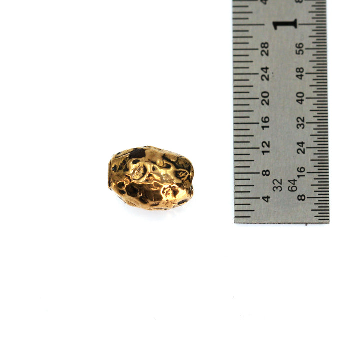 (bzbd021) Solid Bronze Textured Fat Barrel Bead
