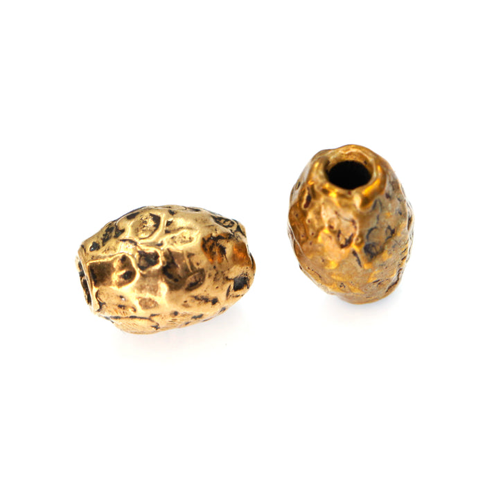 (bzbd021) Solid Bronze Textured Fat Barrel Bead