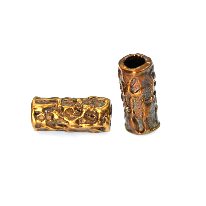 (bzbd022) Bronze Freeform Texture, Tube Bead