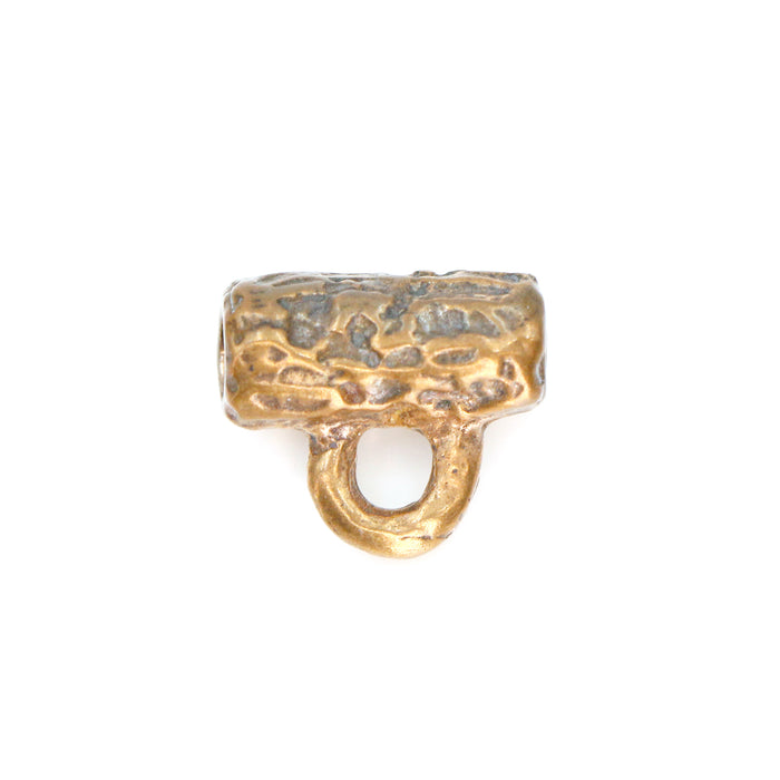 (bzbd025) Textured Bronze Barrel Bead with Ring