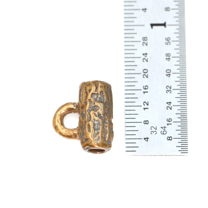 (bzbd025) Textured Bronze Barrel Bead with Ring