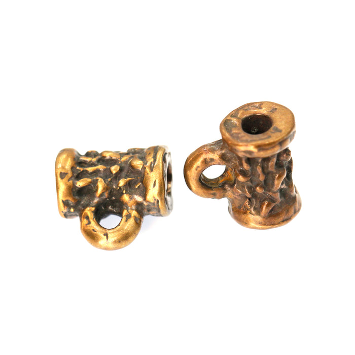 (bzbd026) Textured Bronze Tube Bead with Ring