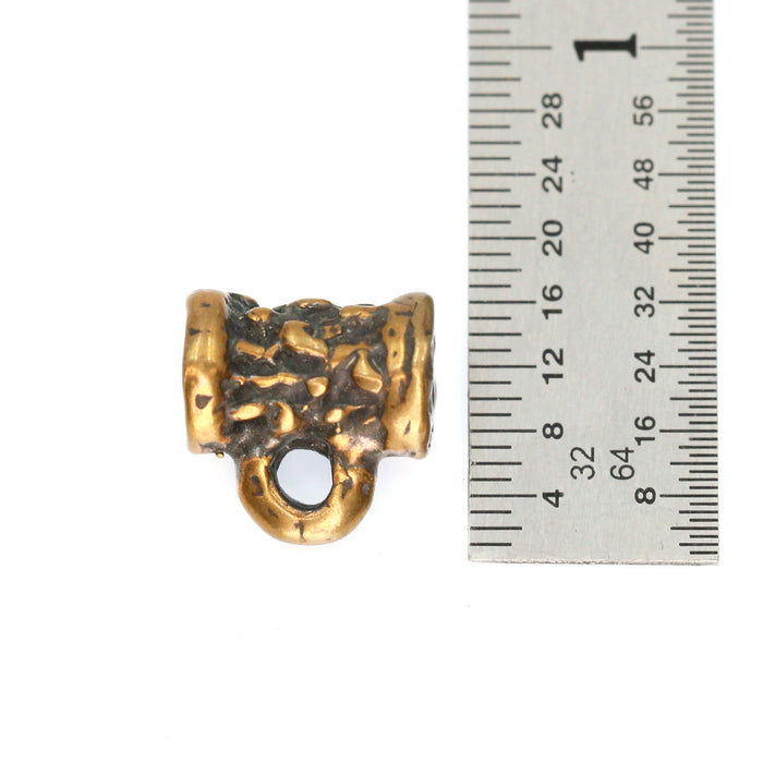 (bzbd026) Textured Bronze Tube Bead with Ring