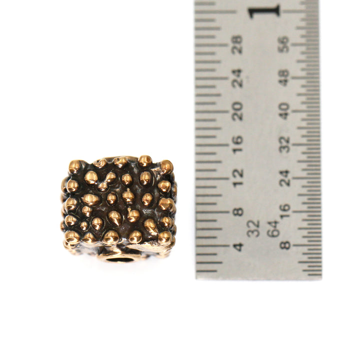 (bzbd031) Dotted Handmade Solid Bronze Square Bead