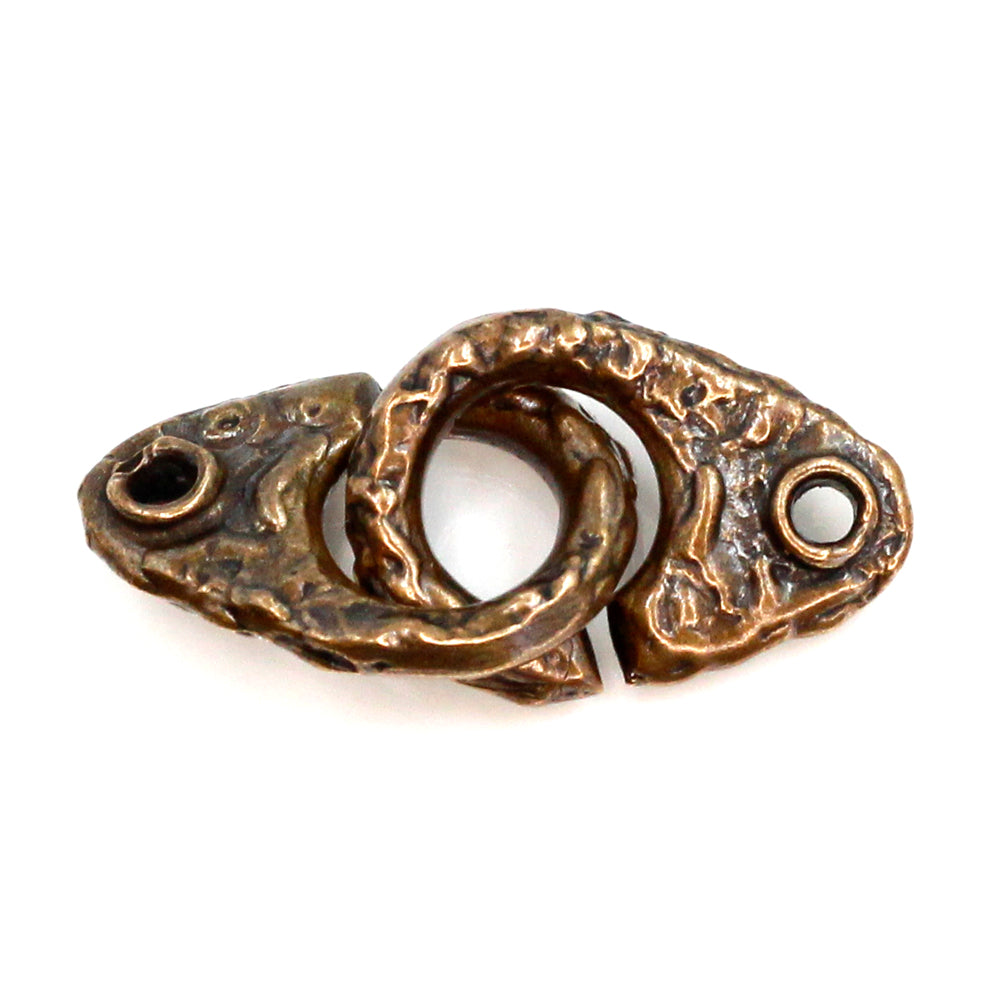 Large Bronze Twisted Hook and Eye Clasp, J Clasp With Bronze Jump Ring,  CL199B, Size: 52 Mm X 12 Mm or 2.05 Inches X .47 Inches 