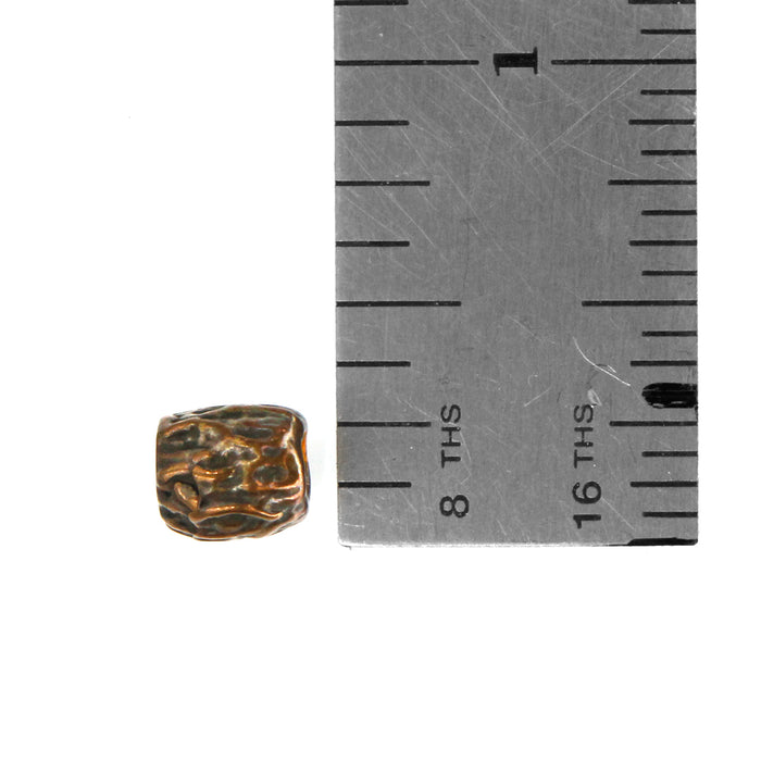 (bzbd165-9920) Solid bronze lined textured bead.