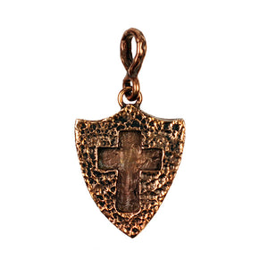 Bronze Roman Shield & Cross Pendant