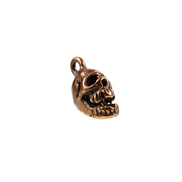 (bzbd116-N0170) Bronze Skull Bead - Scottsdale Bead Supply