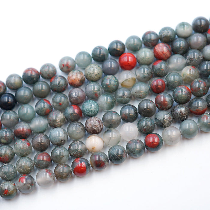 (afrblood002)  10MM Round African Bloodstone - Scottsdale Bead Supply