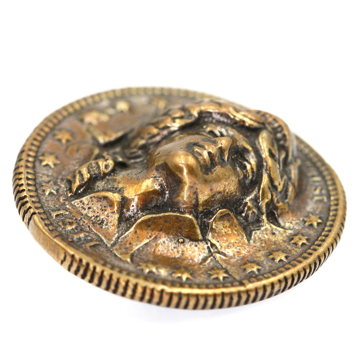 (bzbn001-N0133) Handmade Solid Bronze "In god we trust' coin button