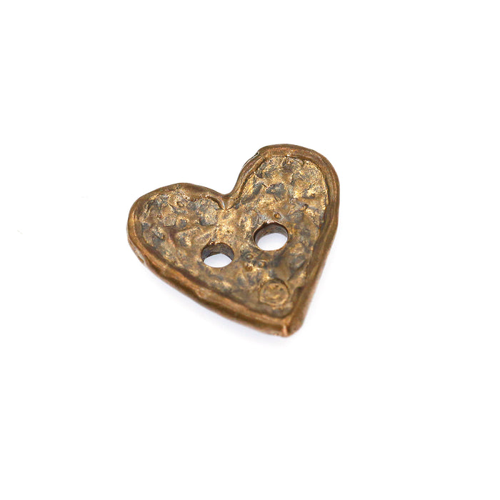 (bzbn019-N0154a) Bronze Heart Bead with 2 holes