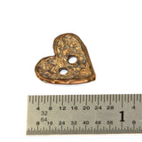 (bzbn019-N0154a) Bronze Heart Bead with 2 holes