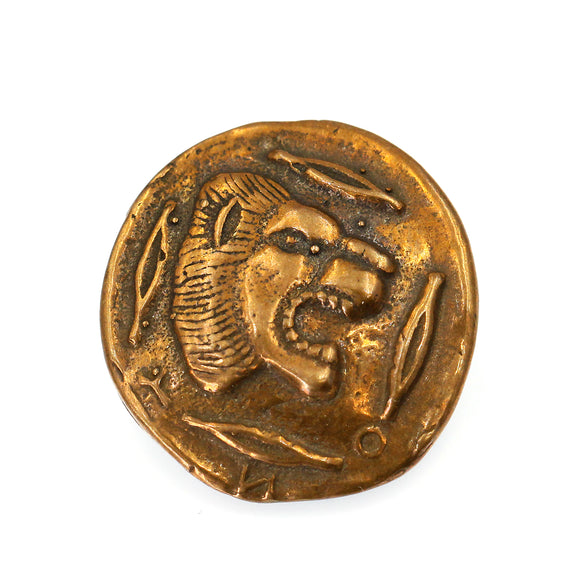 (bzbn041-N0534) Bronze Lion Button Clasp