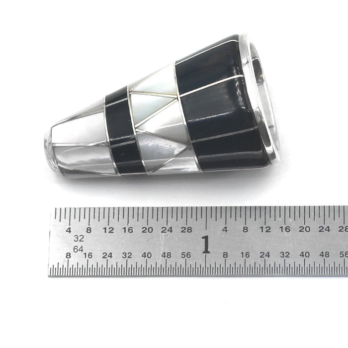 (IC017)  Large Mother of Pearl and Black Onyx Cones