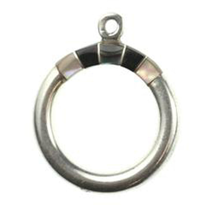 Brown Lip, Black & Abalone Inlay Toggle Ring