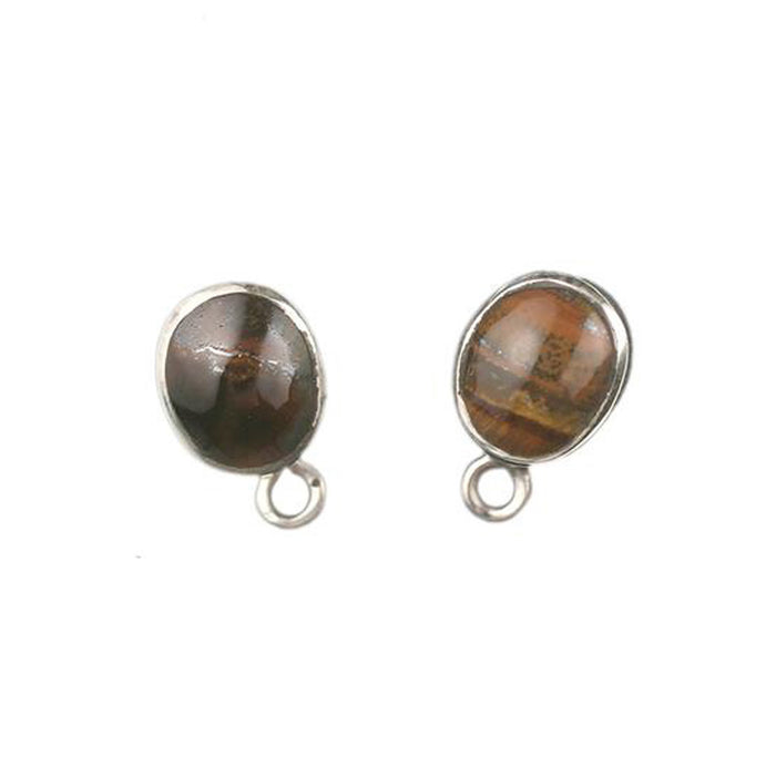 ET-012 Tiger's Eye Sm Oval Earring Top
