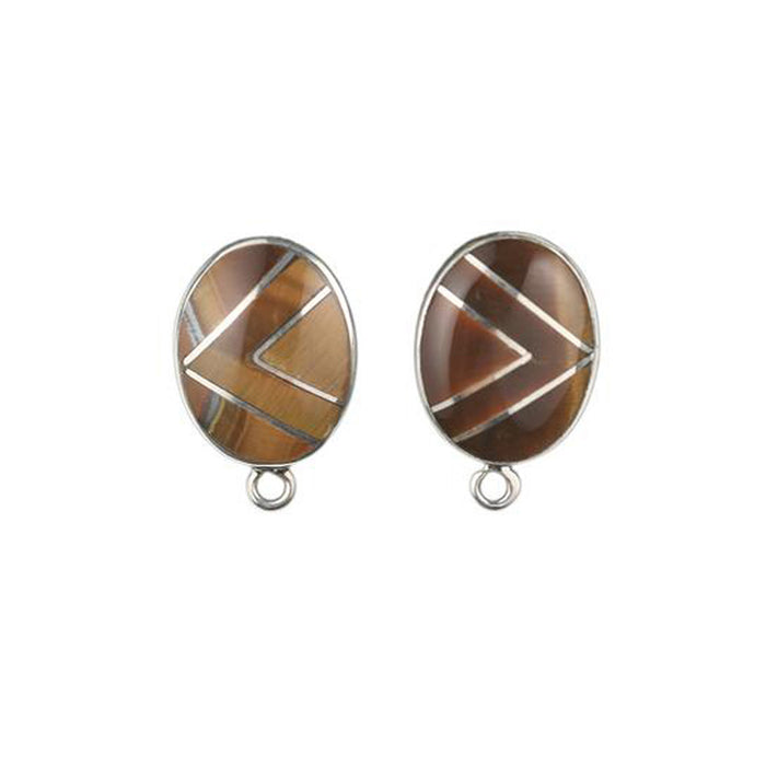 ET-017 Tiger's Eye Oval Earring Top