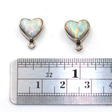 Heart Shape White Opal Earring Tops