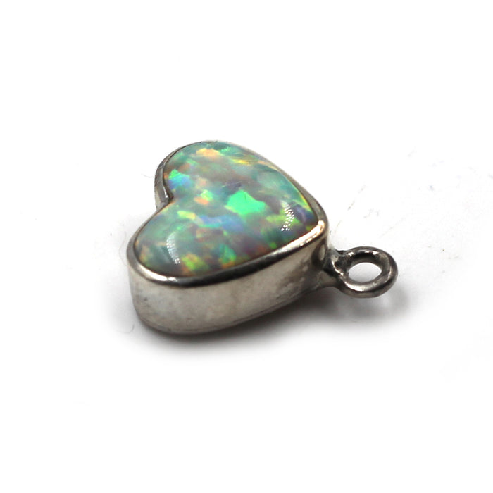 ET-021 Heart Shape White Opal Earring Tops