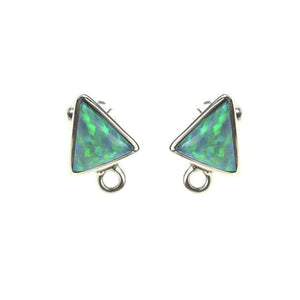 ET-031 Green Synth. Opal Triangle Earring Tops