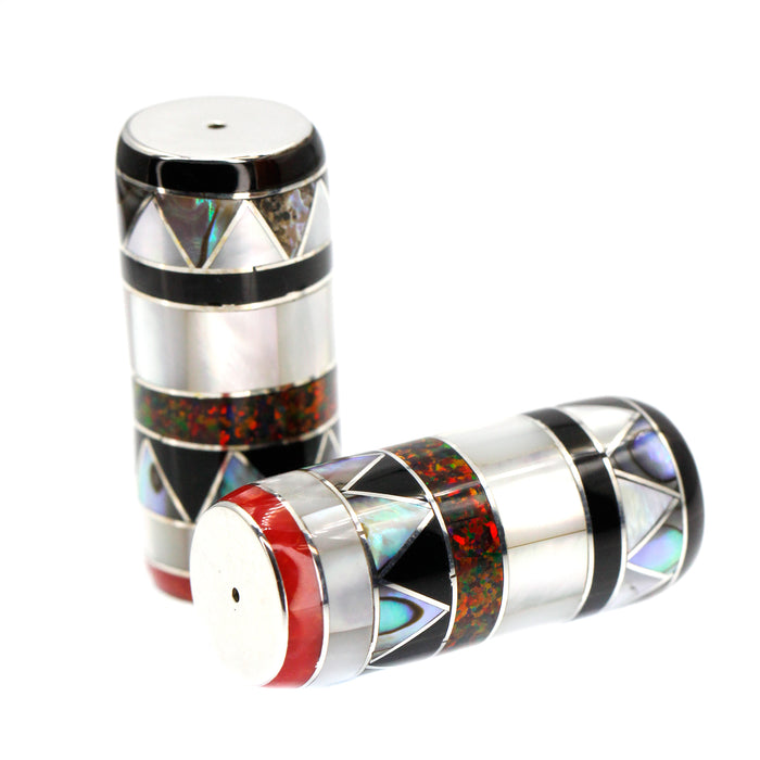 (IB005) Multi Stone Inlay Tube Bead