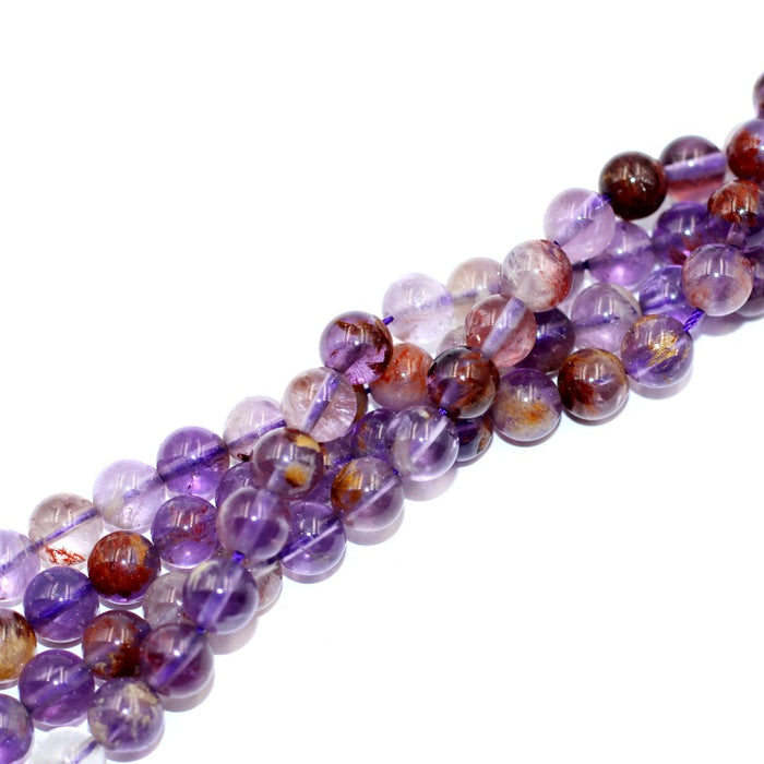 (AMT-009)  Super 7 Amethyst Beads 8 mm round