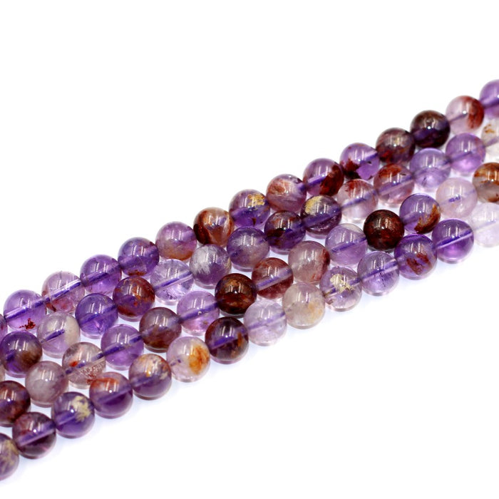 (AMT-009)  Super 7 Amethyst Beads 8 mm round