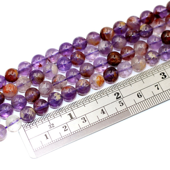 (AMT-009)  Super 7 Amethyst Beads 8 mm round