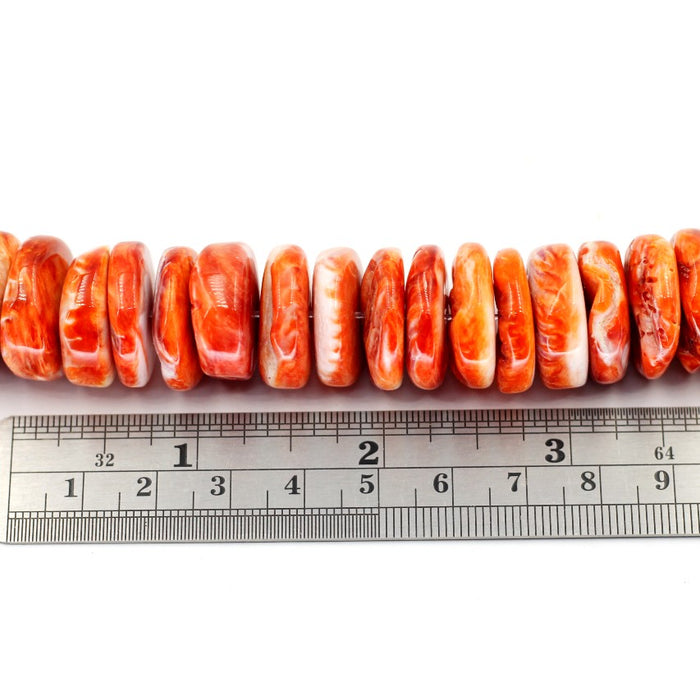 (spiny017) Large Orange Spiny Oyster Rondell Beads