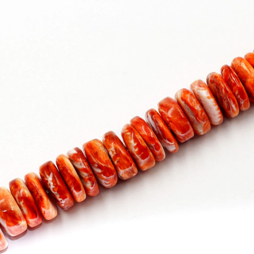 Orange Spiny Oyster Shell Heishe Beads 10-11mm - Genuine 16