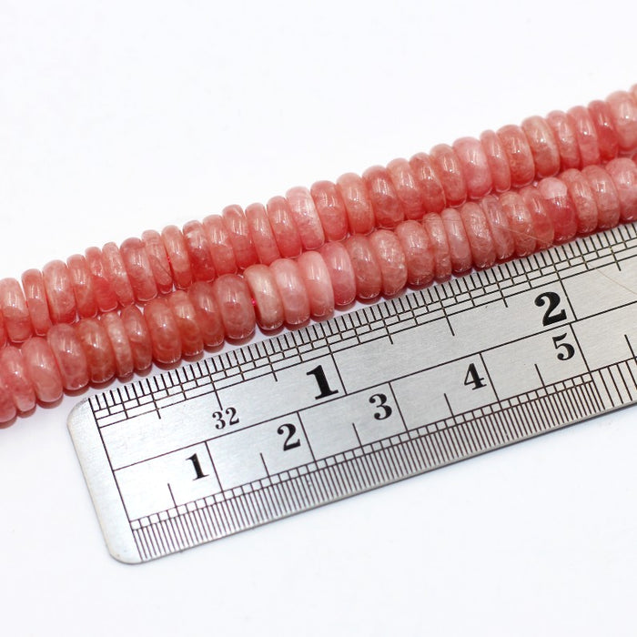(rho002) 7mm. Rhodocrosite 7 mm.smooth rondelles