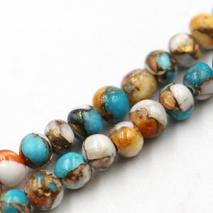 (comp001) 4mm Kingman Turquoise & Spiny Oyster Composite