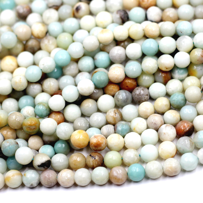 (AMA-008) 8mm Faceted Multi-Colored Amazonite Round Beads