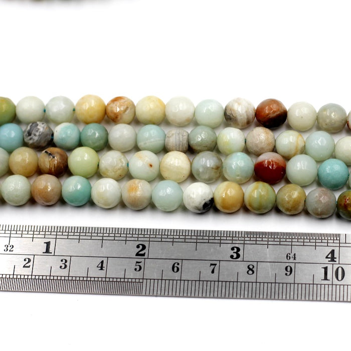 (AMA-008) 8mm Faceted Multi-Colored Amazonite Round Beads