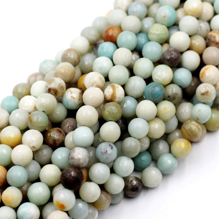 (AMA-008) 8mm Faceted Multi-Colored Amazonite Round Beads
