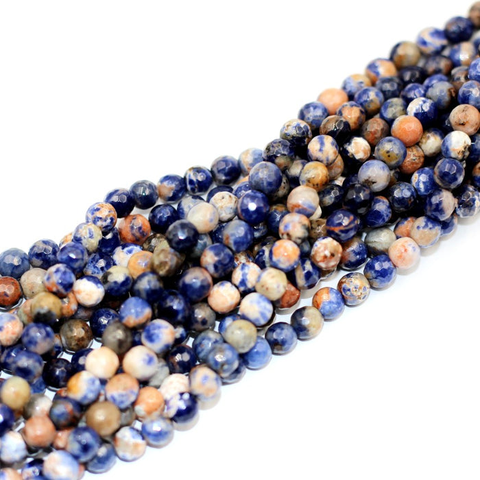 (soda006)  Faceted 6mm Blue Denim Sodalite beads .