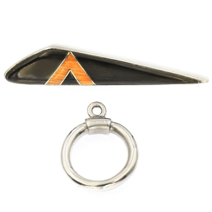 (ITG-010) Black & Spiny Oyster Sterling Toggle Set