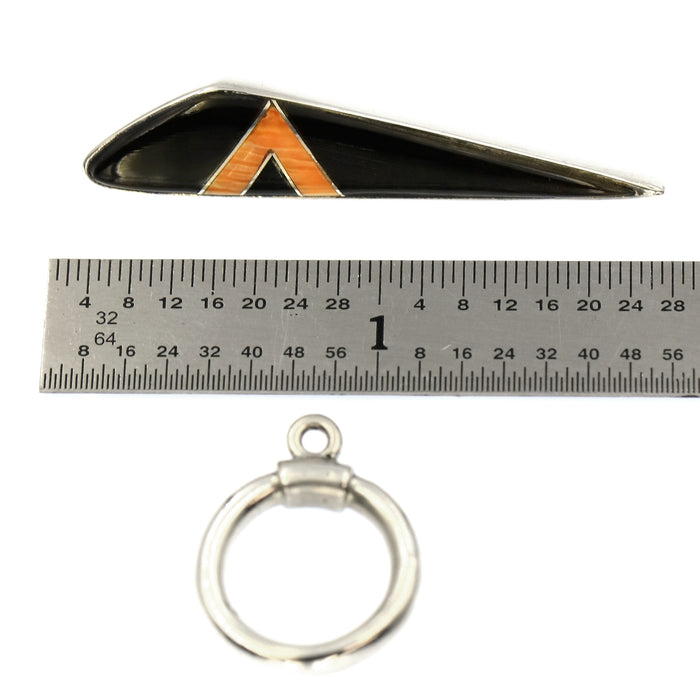 (ITG-010) Black & Spiny Oyster Sterling Toggle Set