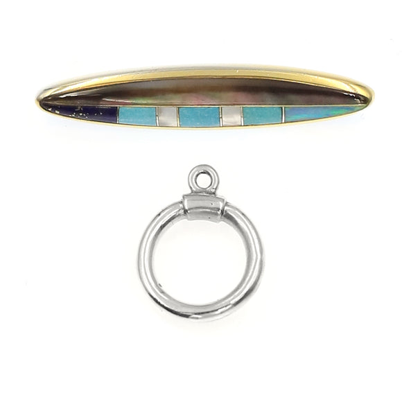 (ITG-026) Turquoise, Lapis, Synthetic Opal, Mother-of-Pearl Toggle