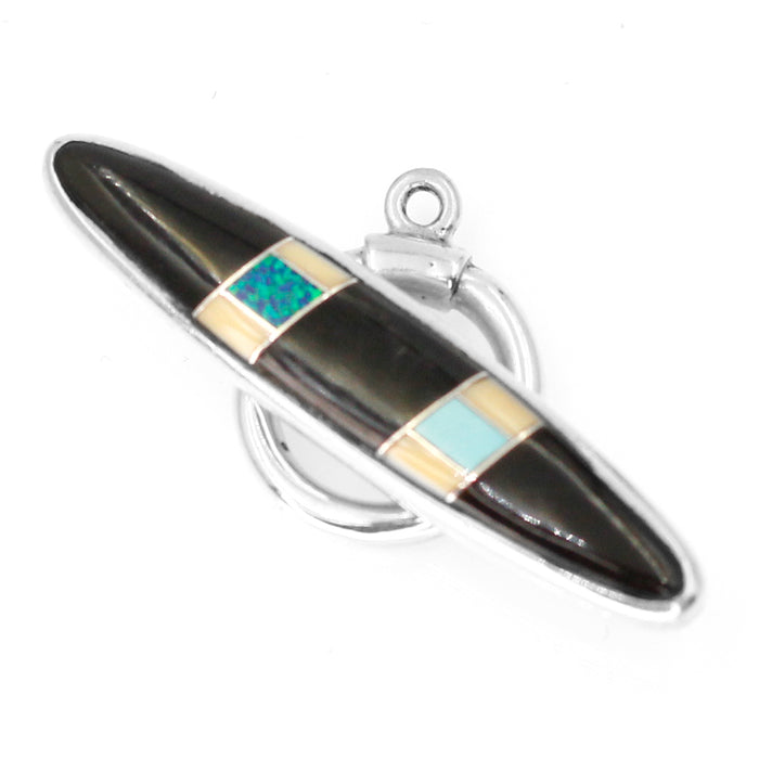 (ITG-043) Black, Melon, Turquoise, Synthetic Opal Toggle