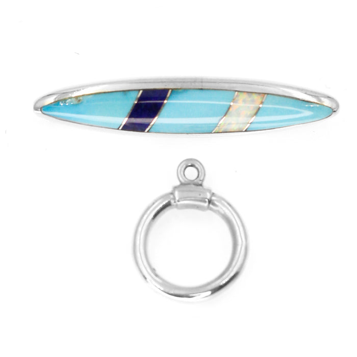 (ITG-046) Turquoise, Lapis, Synthetic Opal Toggle