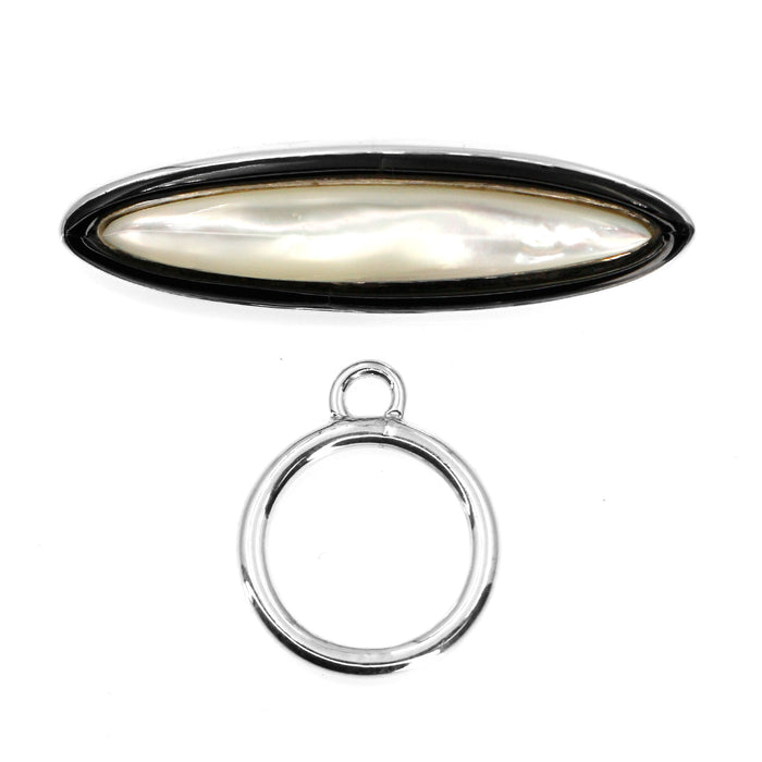 (ITG-077) Black Onyx Bordering Mother of Pearl Toggle