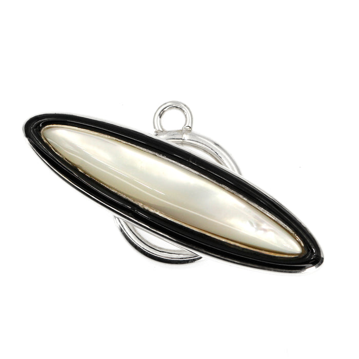 (ITG-077) Black Onyx Bordering Mother of Pearl Toggle