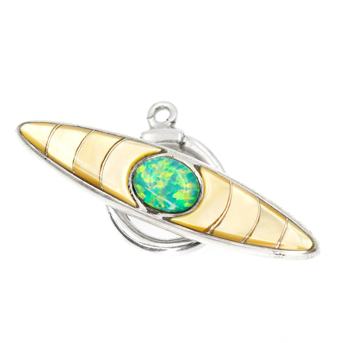 (ITG-082) Green Opal and Gold Lip Toggle