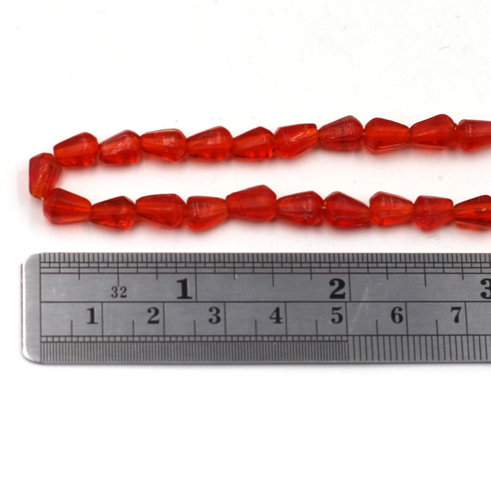 (INDIA044) Fluted Orange Glass Teardrops