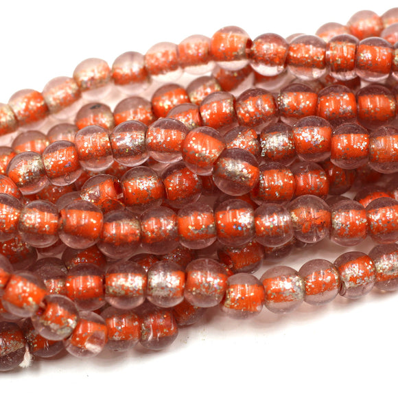Orange Sparkle Lampwork Beads