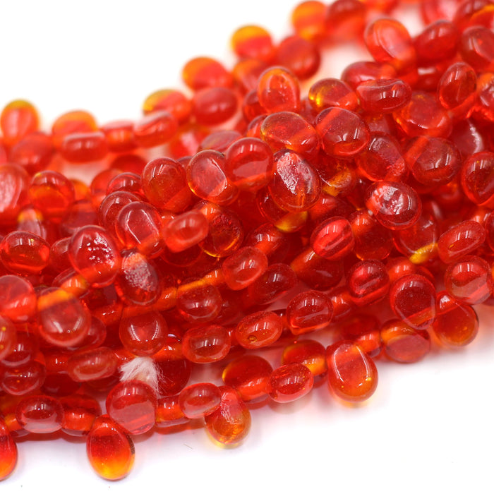 (INDIA048) Orange Top Drill Glass Teardrops