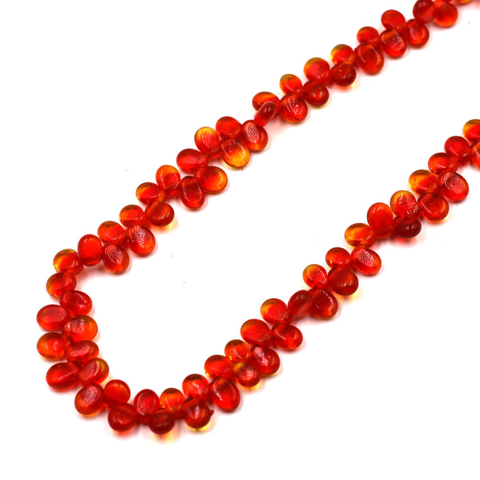 (INDIA048) Orange Top Drill Glass Teardrops