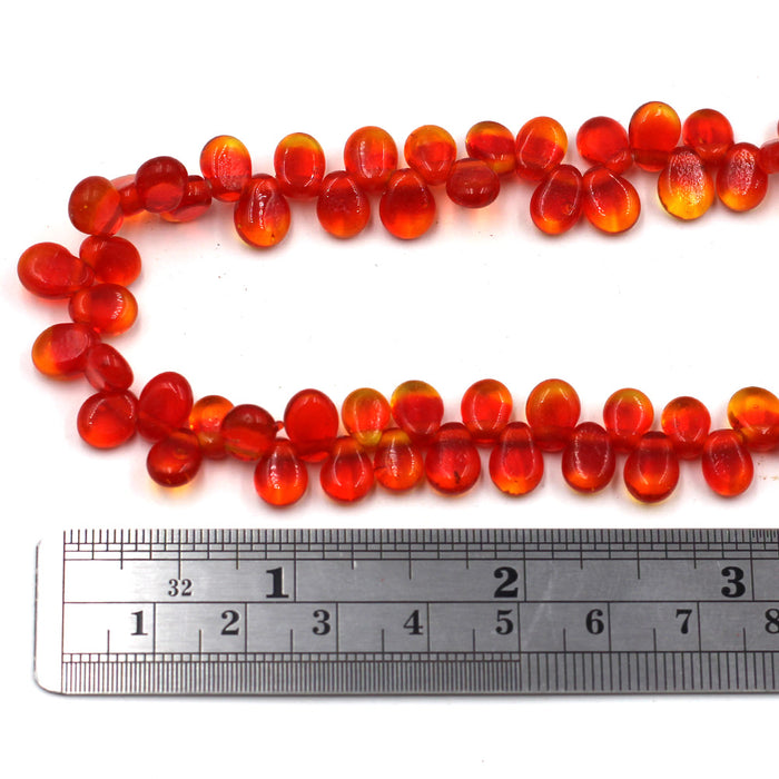(INDIA048) Orange Top Drill Glass Teardrops