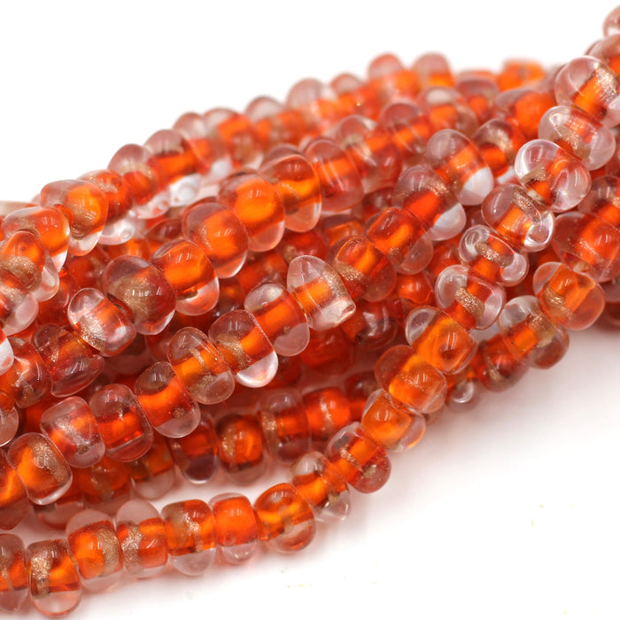 Triangle Orange Sparkle Lampwork Beads
